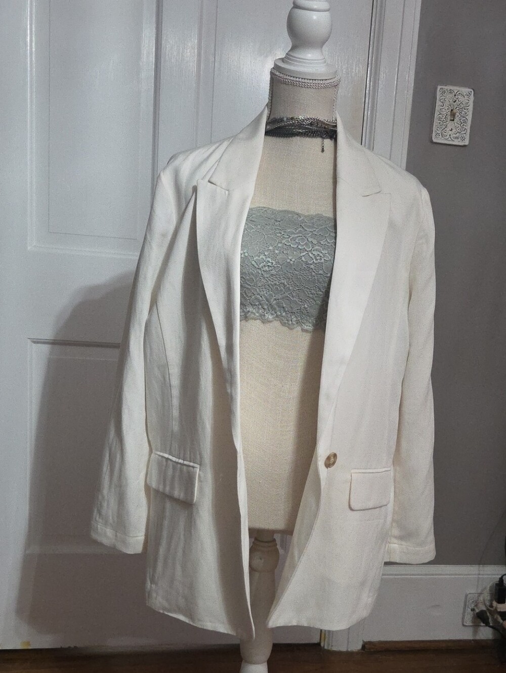 LOFT Ivory Single-Button Blazer